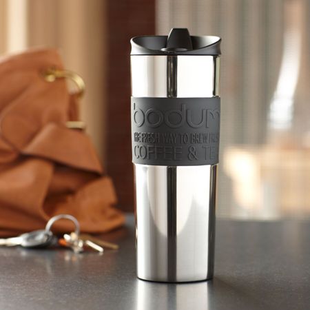 Bodum Travel Press Stainless Steel Coffee and Tea 15 Ounce Black